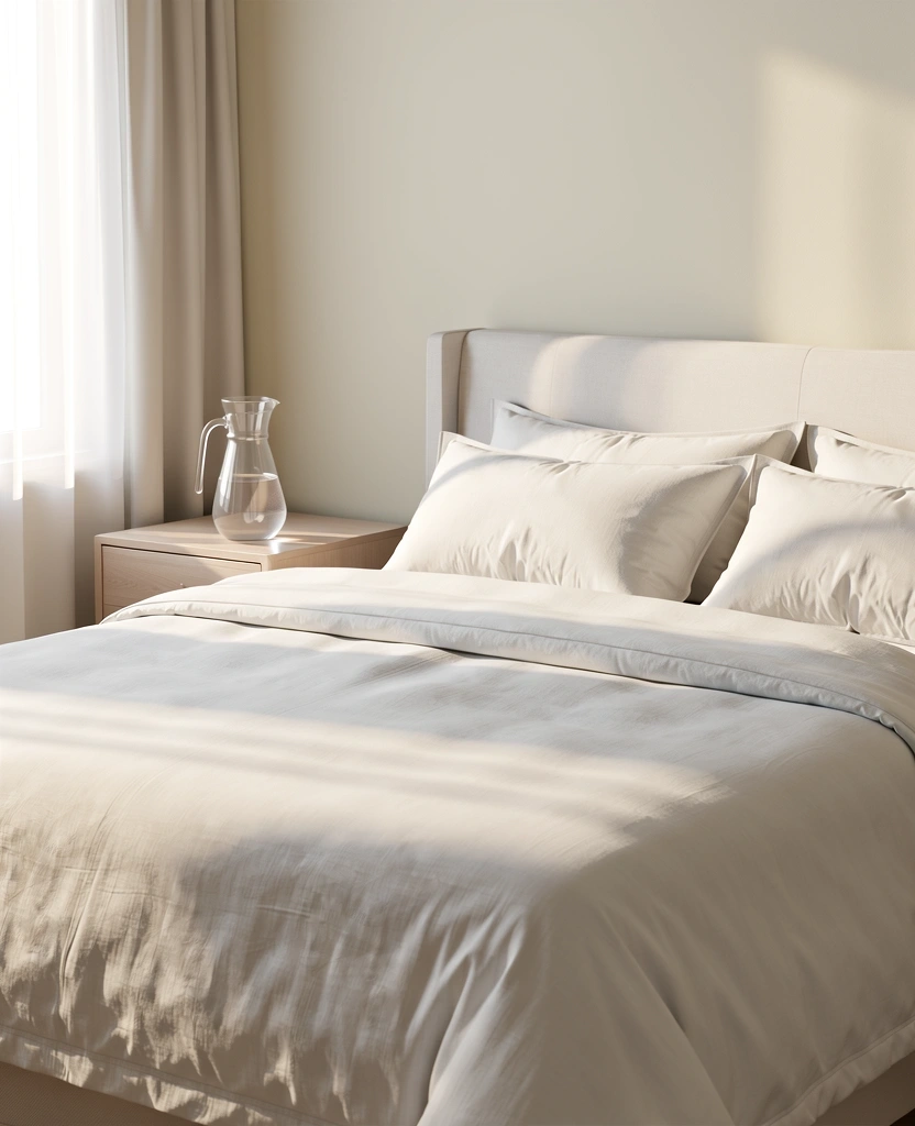 Klidná ložnice s ranním světlem